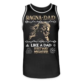 RAGNA-DAD Viking profile for Father's Day - Men's Basketball Jersey - black/white - Front - AI Model Male 185 dark (185cm)