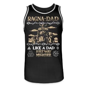 RAGNA-DAD Wikinger mit Kindern für starke Väter - Männer Basketball-Trikot - Schwarz/Weiß - Vorne - AI Model Male 185 dark (185cm)
