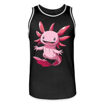 Niedliches Kawaii Axolotl für Axolotl-Fans - Männer Basketball-Trikot - Schwarz/Weiß - Vorne - AI Model Male 185 dark (185cm)