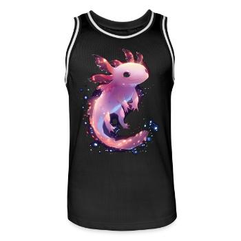 Mystical Glowing Axolotl for Animal Lovers - Men's Basketball Jersey - black/white - Front - AI Model Male 185 dark (185cm)
