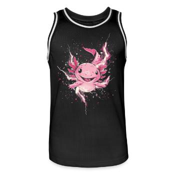 Kawaii Axolotl mit Blitzen für Axolotl-Fans - Männer Basketball-Trikot - Schwarz/Weiß - Vorne - AI Model Male 185 dark (185cm)