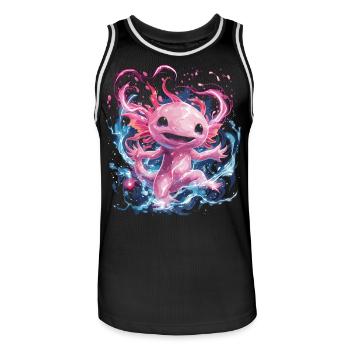 Magical Axolotl with Glowing Energy - Men's Basketball Jersey - black/white - Front - AI Model Male 185 dark (185cm)