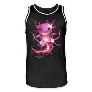 Leuchtender Axolotl mit Magischer Elektrizität - Männer Basketball-Trikot - Schwarz/Weiß - Vorne - AI Model Male 185 dark (185cm)