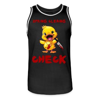 Canard avec couteau - Nettoyage de printemps fait drôle - Maillot de basket Homme - noir/blanc - Devant - AI Model Male 185 dark (185cm)
