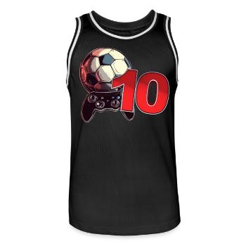 Football and Gaming Birthday Boy 10 Years - Men's Basketball Jersey - black/white - Front - AI Model Male 185 dark (185cm)