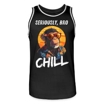 Seriously Bro Chill Monkey Gambler Sunset - Men's Basketball Jersey - black/white - Front - AI Model Male 185 dark (185cm)