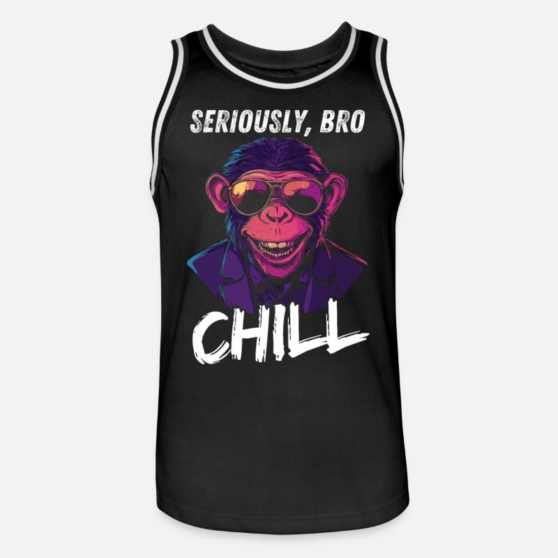 Sérieusement Bro Chill Monkey Smile Meme Design - Maillot de basket Homme - noir/blanc