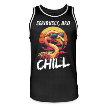 Seriously Bro Chill Flamingo Meme Design - Men's Basketball Jersey - black/white - Front - AI Model Male 185 dark (185cm)