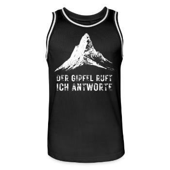 Der Gipfel ruft - Wandern Outdoor für Bergsteiger - Männer Basketball-Trikot - Schwarz/Weiß - Vorne - AI Model Male 185 dark (185cm)