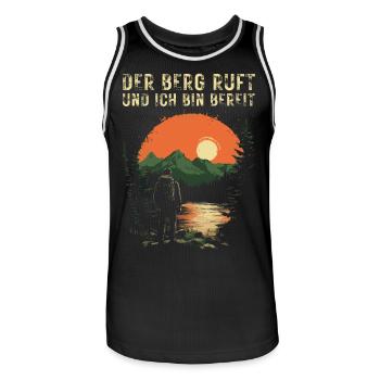 La montagne vous appelle - Randonnée Camping pour les amoureux de la nature - Maillot de basket Homme - noir/blanc - Devant - AI Model Male 185 dark (185cm)