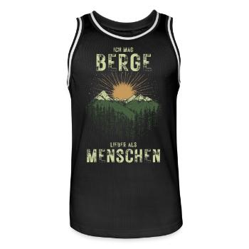 Berge lieber als Menschen Wandern für Naturfreunde - Männer Basketball-Trikot - Schwarz/Weiß - Vorne - AI Model Male 185 dark (185cm)