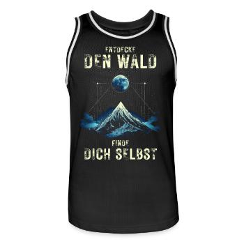 Entdecke den Wald - Natur Wandern Outdoor - Männer Basketball-Trikot - Schwarz/Weiß - Vorne - AI Model Male 185 dark (185cm)