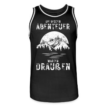 Les meilleures aventures - Attendre à l’extérieur Randonnée - Maillot de basket Homme - noir/blanc - Devant - AI Model Male 185 dark (185cm)