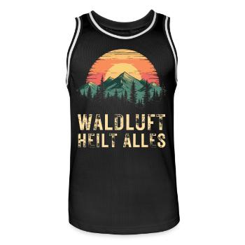 Forest air heals everything - hiking outdoor nature mountains - Men's Basketball Jersey - black/white - Front - AI Model Male 185 dark (185cm)