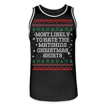 The One Who Hates Matching Outfits Christmas - Men's Basketball Jersey - black/white - Front - AI Model Male 185 dark (185cm)