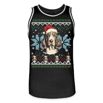 Basset Hound Pull de Noël drôle pour chien - Maillot de basket Homme - noir/blanc - Devant - AI Model Male 185 dark (185cm)