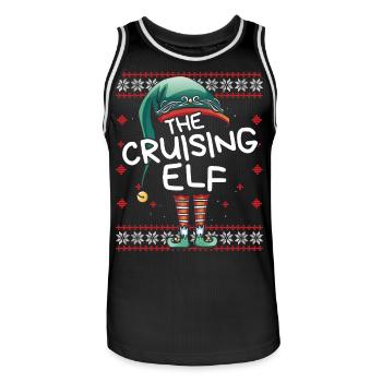 Cruising Elf Funny Christmas Outfit for Family - Men's Basketball Jersey - black/white - Front - AI Model Male 185 dark (185cm)