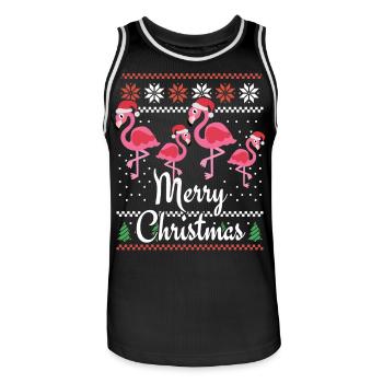 Pink Flamingo Weihnachtsoutfit für die Familie - Männer Basketball-Trikot - Schwarz/Weiß - Vorne - AI Model Male 185 dark (185cm)