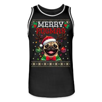 Merry Pugmas Funny Christmas Outfit with Pug - Men's Basketball Jersey - black/white - Front - AI Model Male 185 dark (185cm)