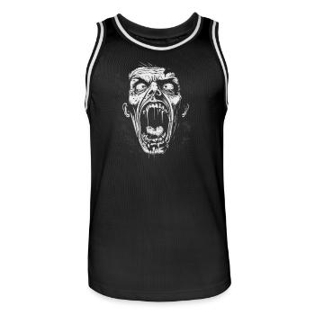 Halloween Kostüm Horror Schreiendes Zombie Gesicht - Männer Basketball-Trikot - Schwarz/Weiß - Vorne - AI Model Male 185 dark (185cm)