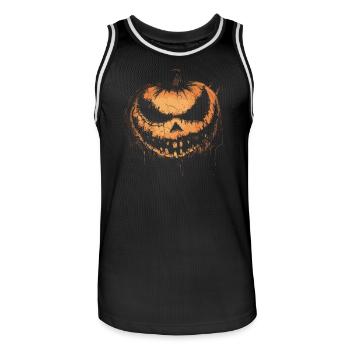 Costume d’Halloween Horreur - Visage de citrouille effrayant - Maillot de basket Homme - noir/blanc - Devant - AI Model Male 185 dark (185cm)