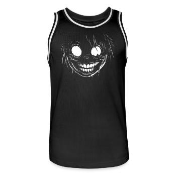 Horror Halloween Costume Grinning Monster Face - Men's Basketball Jersey - black/white - Front - AI Model Male 185 dark (185cm)