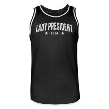 Lady President 2024: Support Kamala Harris Now - Männer Basketball-Trikot - Schwarz/Weiß - Vorne - AI Model Male 185 dark (185cm)