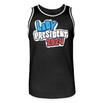 Lady President 2024: Stand With Kamala Harris - Männer Basketball-Trikot - Schwarz/Weiß - Vorne - AI Model Male 185 dark (185cm)