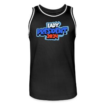 Lady President 2024: Kamala Harris Takes the Lead - Männer Basketball-Trikot - Schwarz/Weiß - Vorne - AI Model Male 185 dark (185cm)