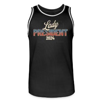 Dame Présidente 2024 : Soutenez la Vision 2024 de Kamala - Maillot de basket Homme - noir/blanc - Devant - AI Model Male 185 dark (185cm)