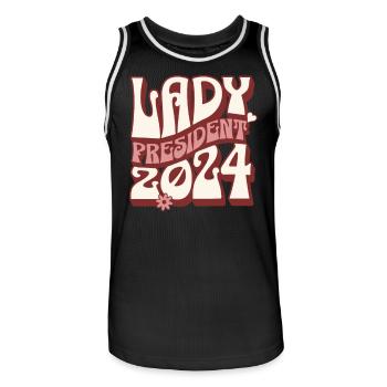 Lady President 2024: Kamala Harris Leads the Way - Männer Basketball-Trikot - Schwarz/Weiß - Vorne - AI Model Male 185 dark (185cm)