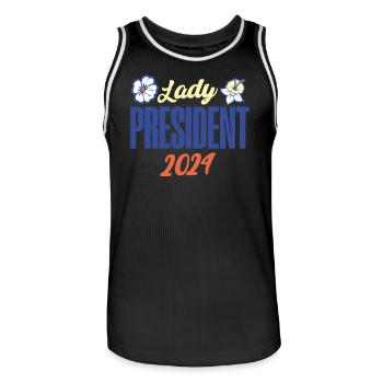 Lady President 2024: Kamala Harris for Democracy - Männer Basketball-Trikot - Schwarz/Weiß - Vorne - AI Model Male 185 dark (185cm)