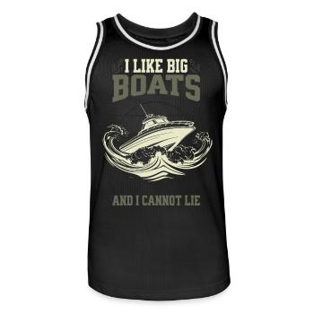 I love big Boats - Funny Captain Vintage Design - Men's Basketball Jersey - black/white - Front - AI Model Male 185 dark (185cm)