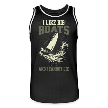 I Like Big Boats And I Cannot Lie – Segeln Design - Männer Basketball-Trikot - Schwarz/Weiß - Vorne - AI Model Male 185 dark (185cm)