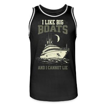 I Like Big Boats And I Cannot Lie Yacht Moonlight - Men's Basketball Jersey - black/white - Front - AI Model Male 185 dark (185cm)