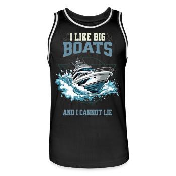 I Like Big Boats And I Cannot Lie – Boot in Aktion - Männer Basketball-Trikot - Schwarz/Weiß - Vorne - AI Model Male 185 dark (185cm)