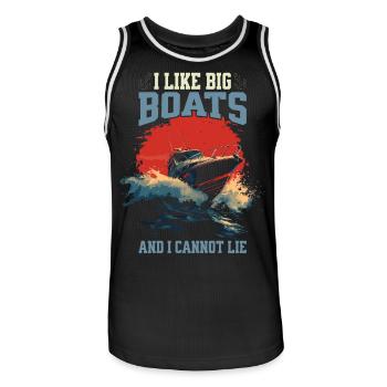 I Like Big Boats And I Cannot Lie – Schnellboot - Männer Basketball-Trikot - Schwarz/Weiß - Vorne - AI Model Male 185 dark (185cm)