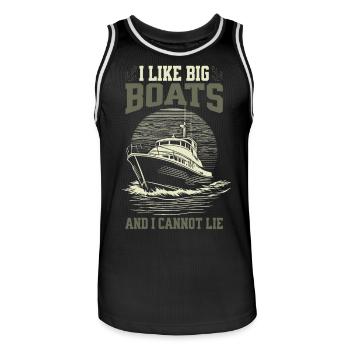 J’aime les grands bateaux et je ne peux pas mentir – Croquis de yacht - Maillot de basket Homme - noir/blanc - Devant - AI Model Male 185 dark (185cm)