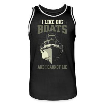 I Like Big Boats And I Cannot Lie – Boot Design - Men's Basketball Jersey - black/white - Front - AI Model Male 185 dark (185cm)