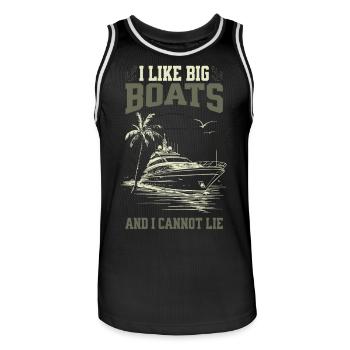 I Like Big Boats And I Cannot Lie Tropische Yacht - Männer Basketball-Trikot - Schwarz/Weiß - Vorne - AI Model Male 185 dark (185cm)