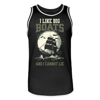 I Like Big Boats And I Cannot Lie – Piratenschiff - Männer Basketball-Trikot - Schwarz/Weiß - Vorne - AI Model Male 185 dark (185cm)