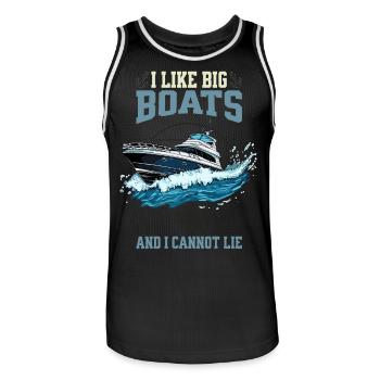 I Like Big Boats And I Cannot Lie Spritzende Yacht - Männer Basketball-Trikot - Schwarz/Weiß - Vorne - AI Model Male 185 dark (185cm)