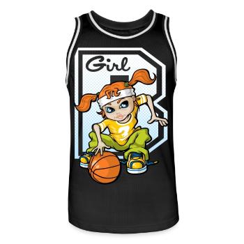 Basketball girl - Männer Basketball-Trikot - Schwarz/Weiß - Vorne - AI Model Male 185 dark (185cm)