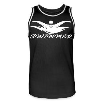 Swimmer - Men's Basketball Jersey - black/white - Front - AI Model Male 185 dark (185cm)