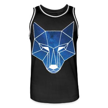 Weißer Wolf und Sternenhimmel - Männer Basketball-Trikot - Schwarz/Weiß - Vorne - AI Model Male 185 dark (185cm)