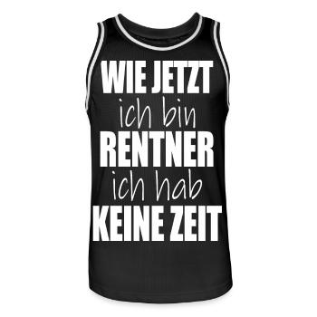 wie jetzt ich bin Rentner ich hab keine Zeit - Männer Basketball-Trikot - Schwarz/Weiß - Vorne - AI Model Male 185 dark (185cm)