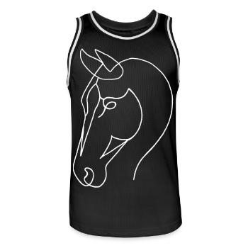 Esquisse du cheval blanc - Maillot de basket Homme - noir/blanc - Devant - AI Model Male 185 dark (185cm)