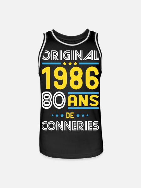 Original – 1986 – 40 Jahre - Männer Basketball-Trikot - Schwarz/Weiß