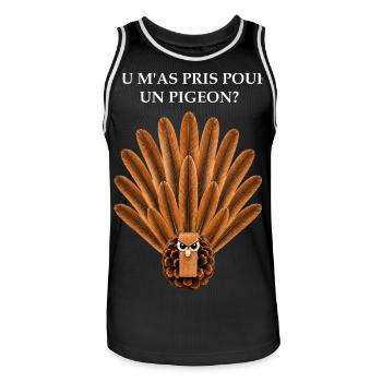 Pas un pigeon - Maillot de basket Homme - noir/blanc - Devant - AI Model Male 185 dark (185cm)