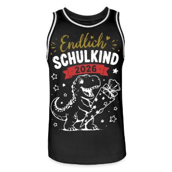 Endlich Schulkind 2026 Dino - Männer Basketball-Trikot - Schwarz/Weiß - Vorne - AI Model Male 185 dark (185cm)